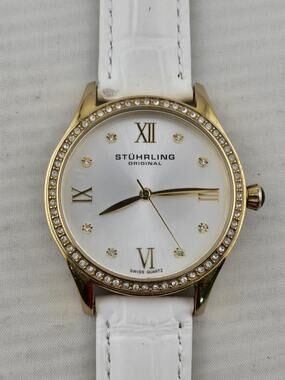 Ladies Stuhrling Vogue Swiss Crystals Quartz New Band &Battery Watch Runs